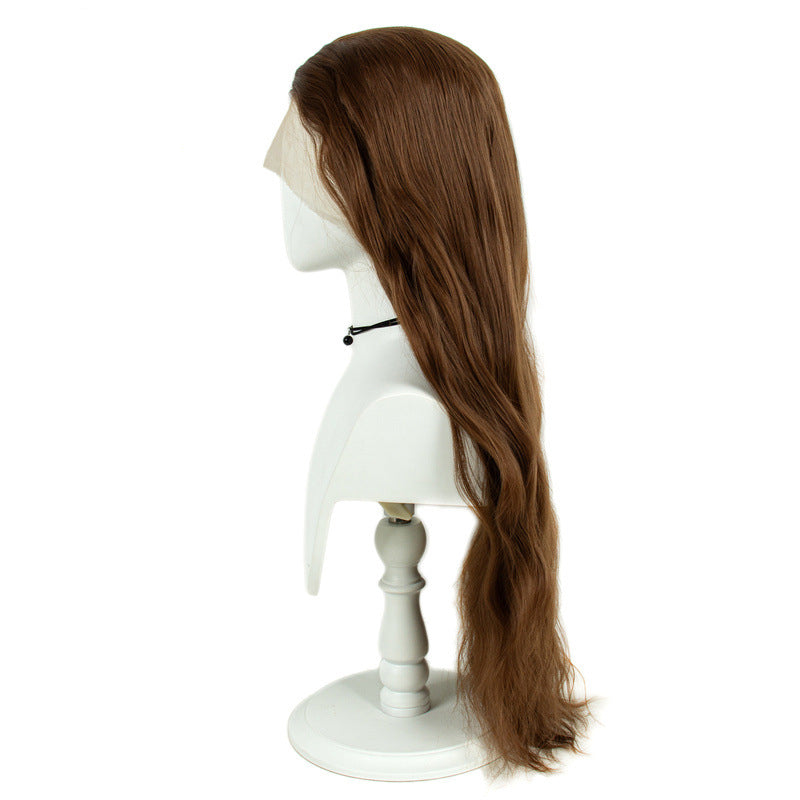 13x3 HD Lace Wig Free-parting Brown 80cm Long Curly Hair Female Front Lace Wig