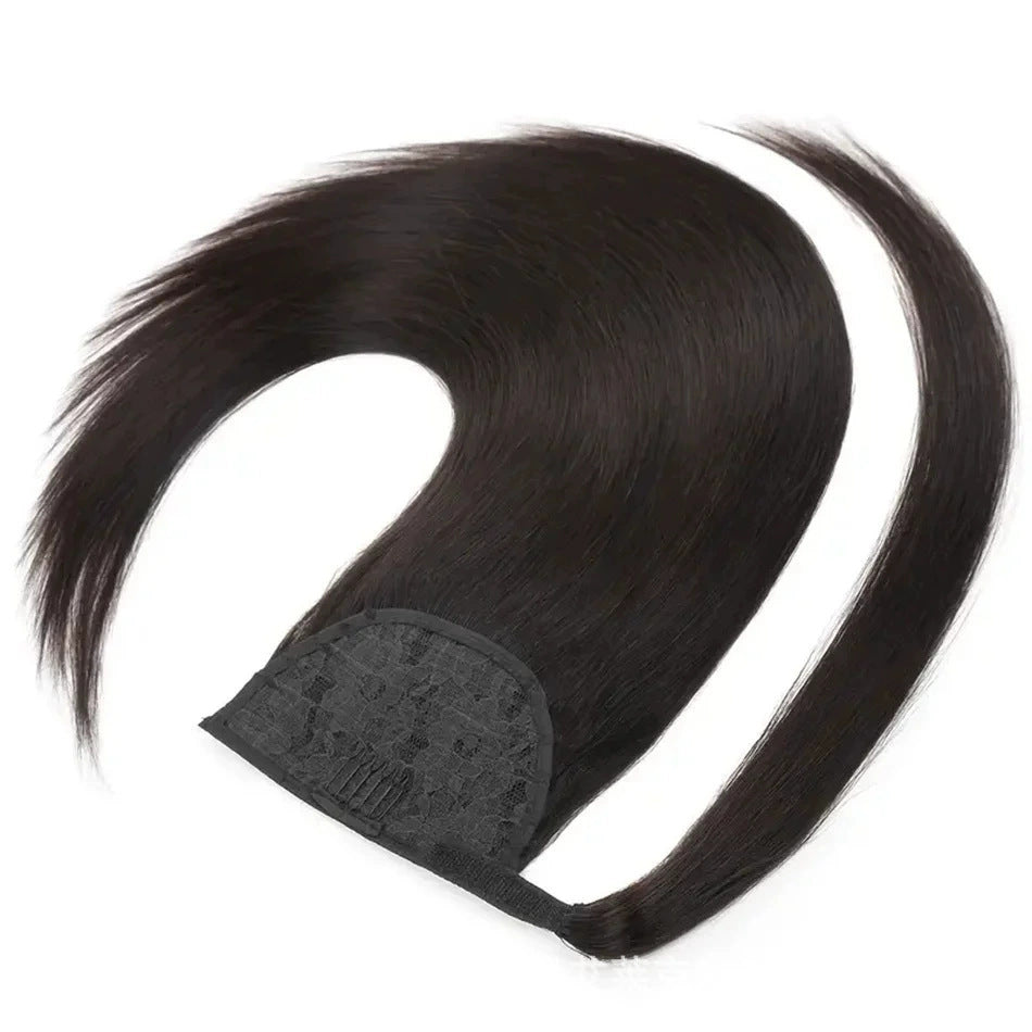 Real Hair velcro Natural Color Real Hair Ponytail Ponytail Hair Wigs pony Tai