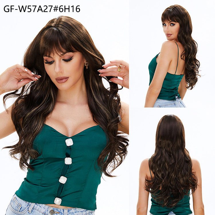 White-gold wig long hair summer women's straight long hair ash blonde wig