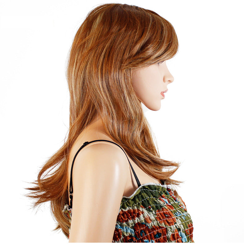 Ladies Wig High Temperature Wire Medium Long Hair Synthetic Fiber Hair Wig