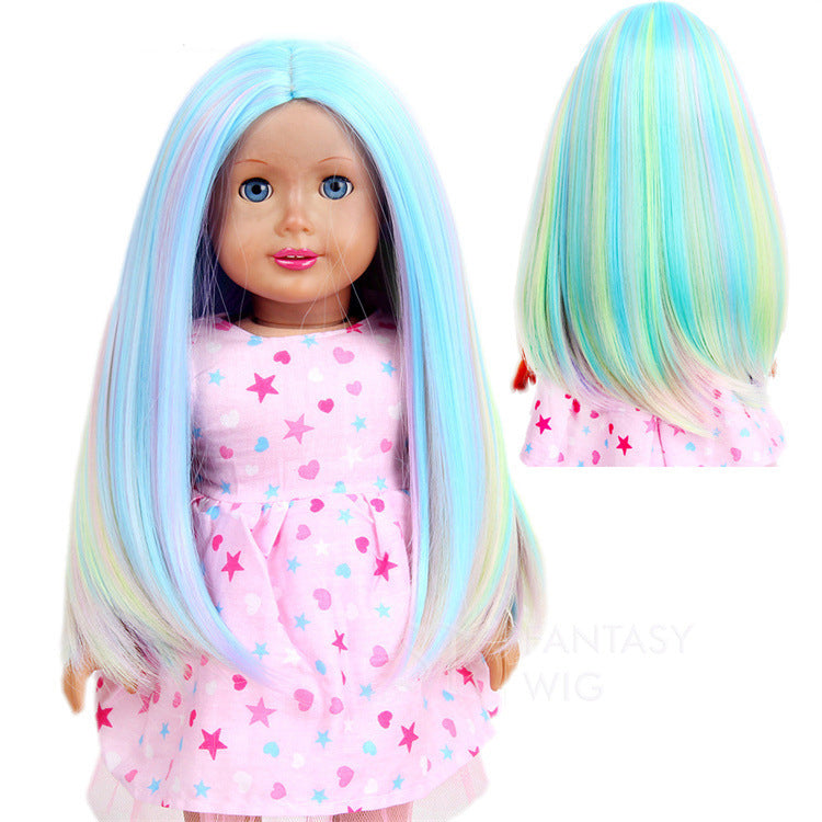 BJD American doll universal wig head cover black long straight hair easy to care for doll wig export foreign trade