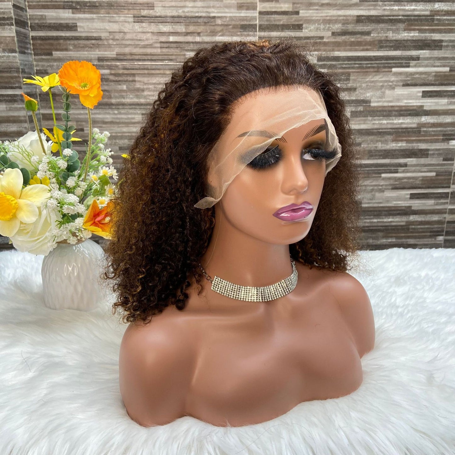 Human Hair Pixie Curly Wigs 250% Real Hair Head Set 13x4 Front Lace Wig
