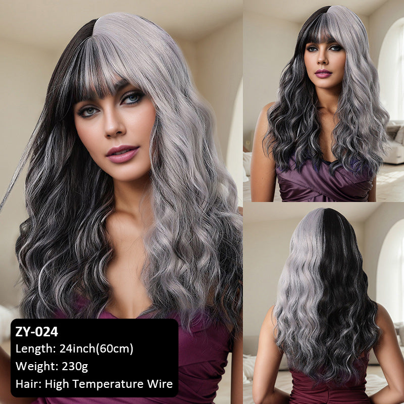 Cosplay American Pickup Wig Yin and Yang Two-color Fake Hair