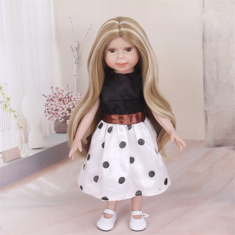BJD American doll universal wig head cover black long straight hair easy to care for doll wig export foreign trade