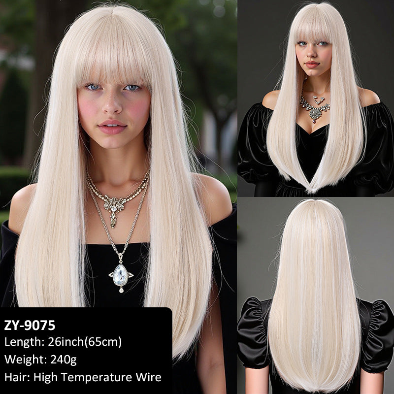 Hot Sale Wig Female Soft Good Care Brown air Bangs 70cm Hair Wig