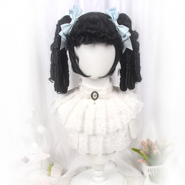 Lolita wig female long hair golden bangs Lolita Roman curls fried dough stick curls without bow wig headpiece