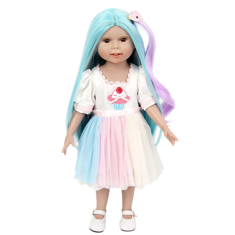 BJD American doll universal wig head cover black long straight hair easy to care for doll wig export foreign trade