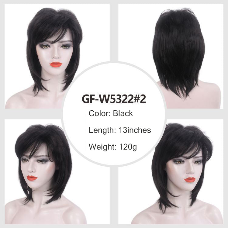 Mom's high-end wig pixie wig, brown Kanikaron short curly wig