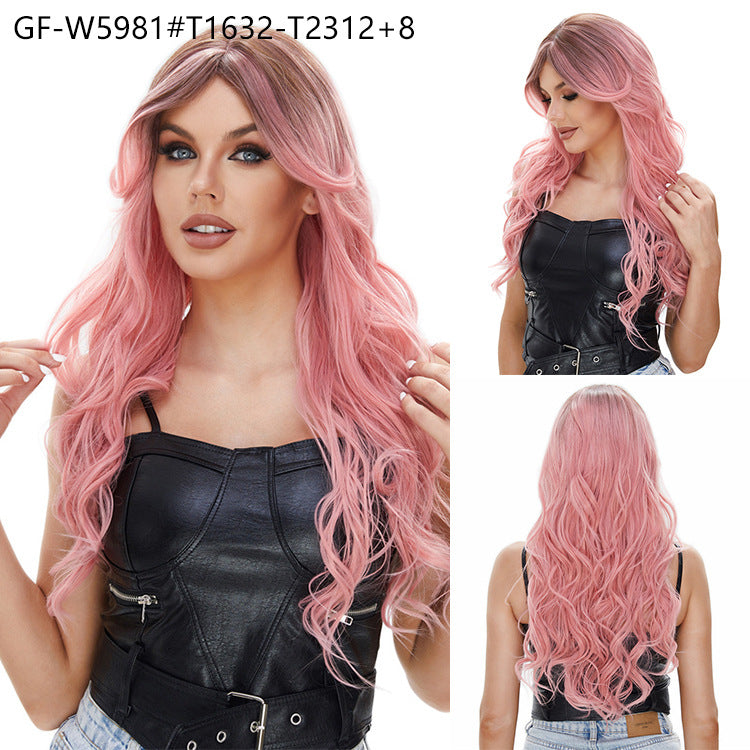 White-gold wig long hair summer women's straight long hair ash blonde wig