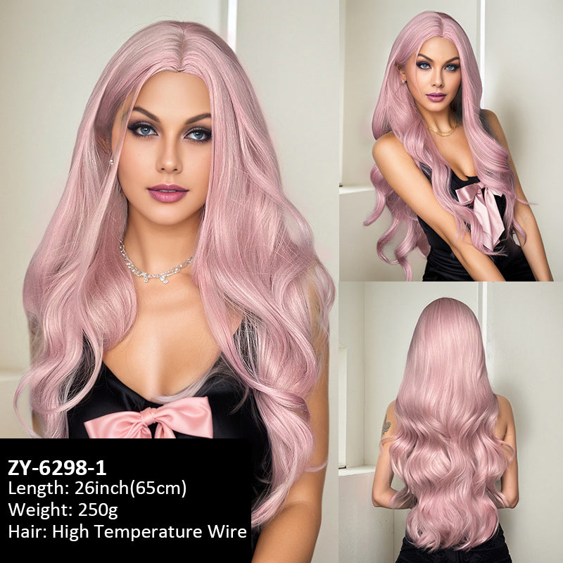 Wig Simulation Hairline Female Group Anchor 60cm Slightly Curly Long Red