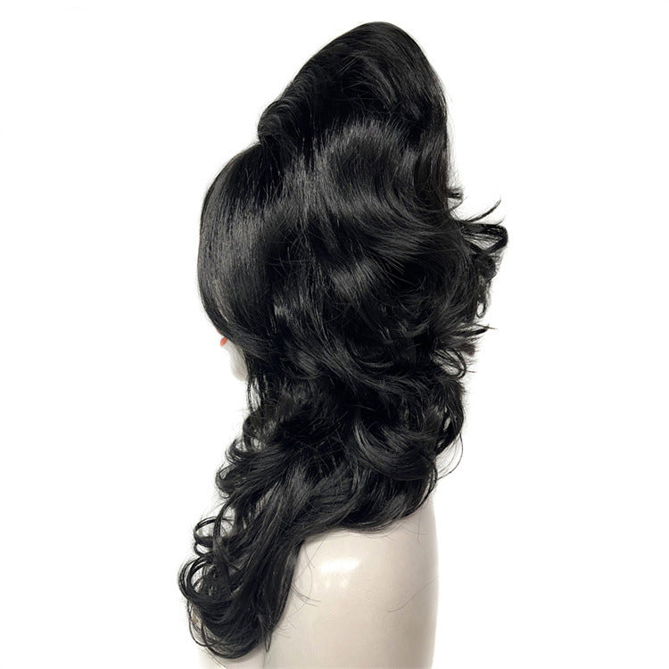 70s European and American retro wig top hat 80s black long curly dance cos export foreign trade exaggerated performance wig