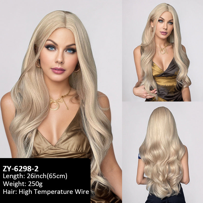 Wig Simulation Hairline Female Group Anchor 60cm Slightly Curly Long Red