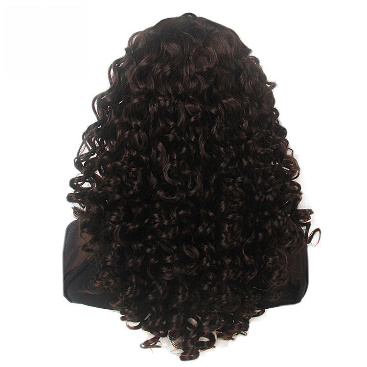 Wavy curls Hong Kong style wig long curls retro wool curls brown women's wig