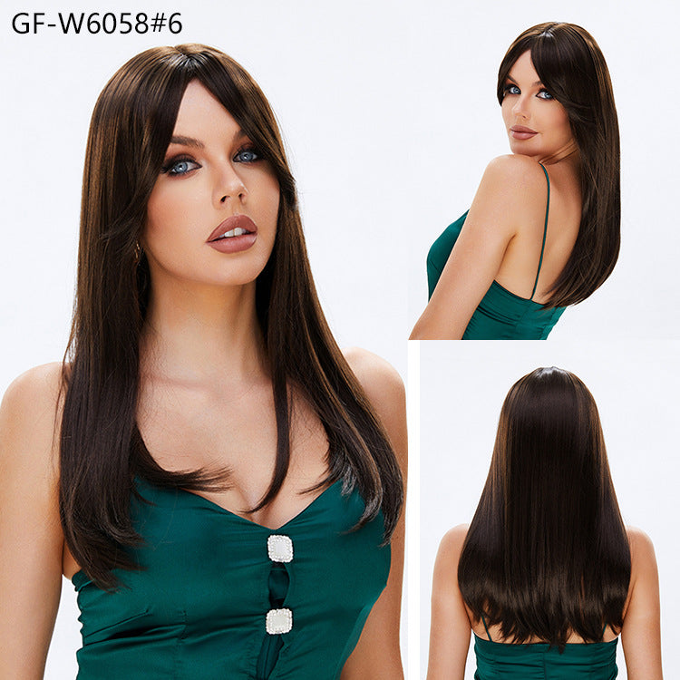 White-gold wig long hair summer women's straight long hair ash blonde wig