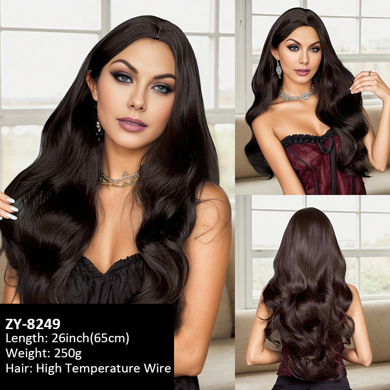 Wig Simulation Hairline Female Group Anchor 60cm Slightly Curly Long Red
