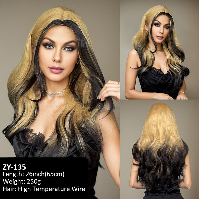 Wig Simulation Hairline Female Group Anchor 60cm Slightly Curly Long Red