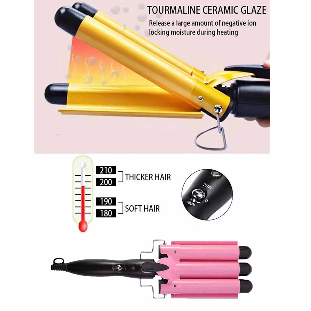 3 Barrels 22mm Hair Curling Iron