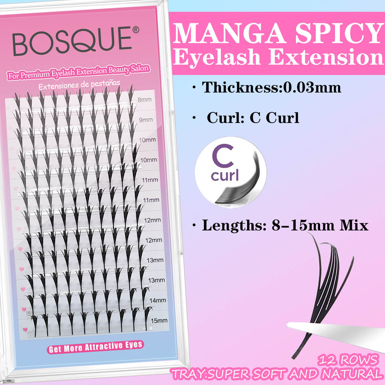 Extensión de pestañas picante de manga