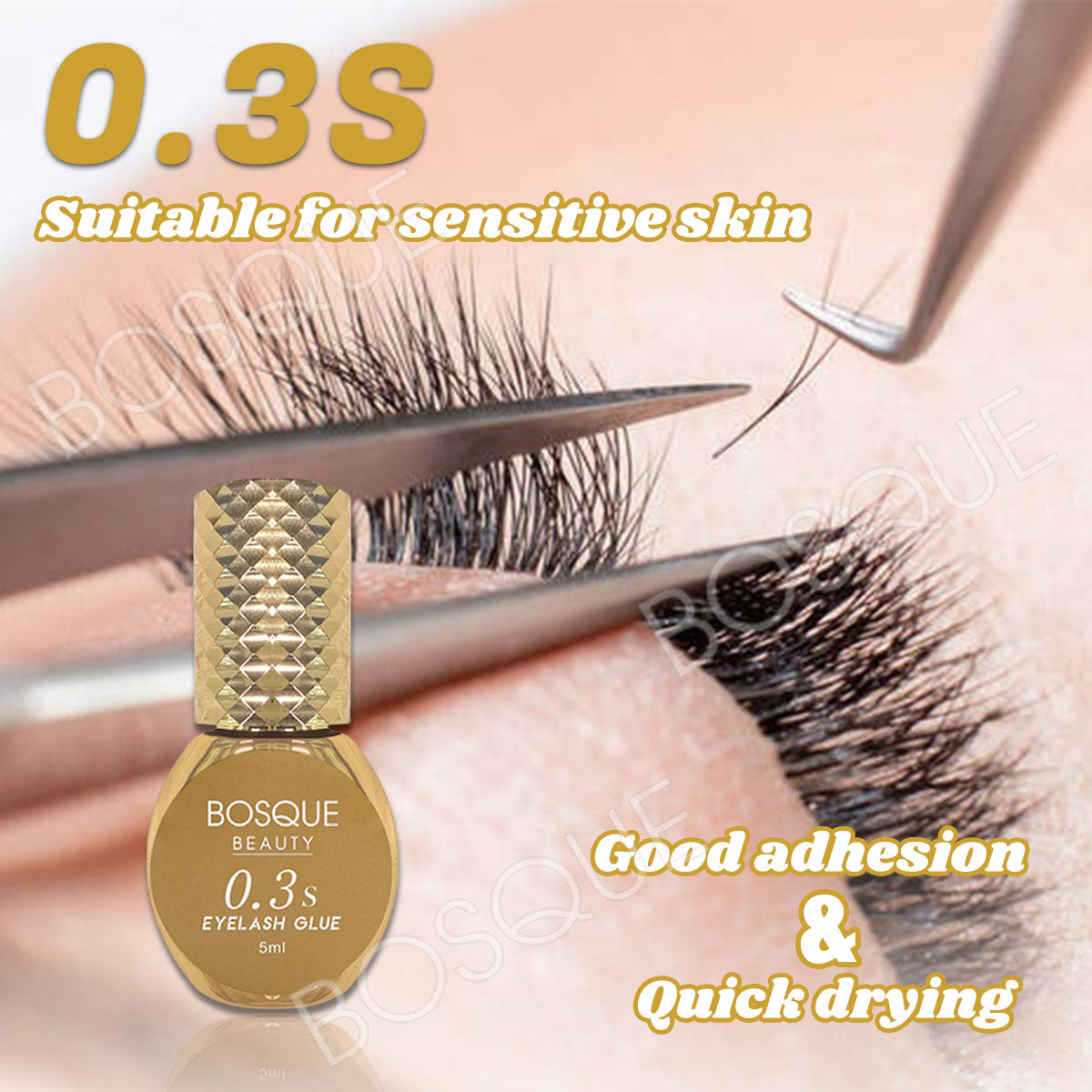 Eyelash Extension Glue 0.3 Second Drying Black Waterproof Lash Adhesive for Professional USE ONLY