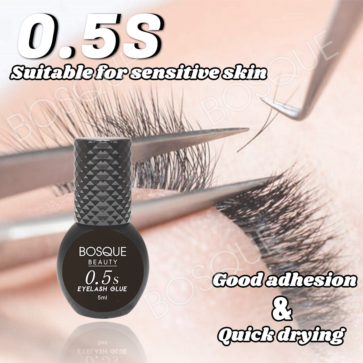 Eyelash Extension Glue 0.5 Second Drying Black Waterproof Lash Adhesive for Professional USE ONLY