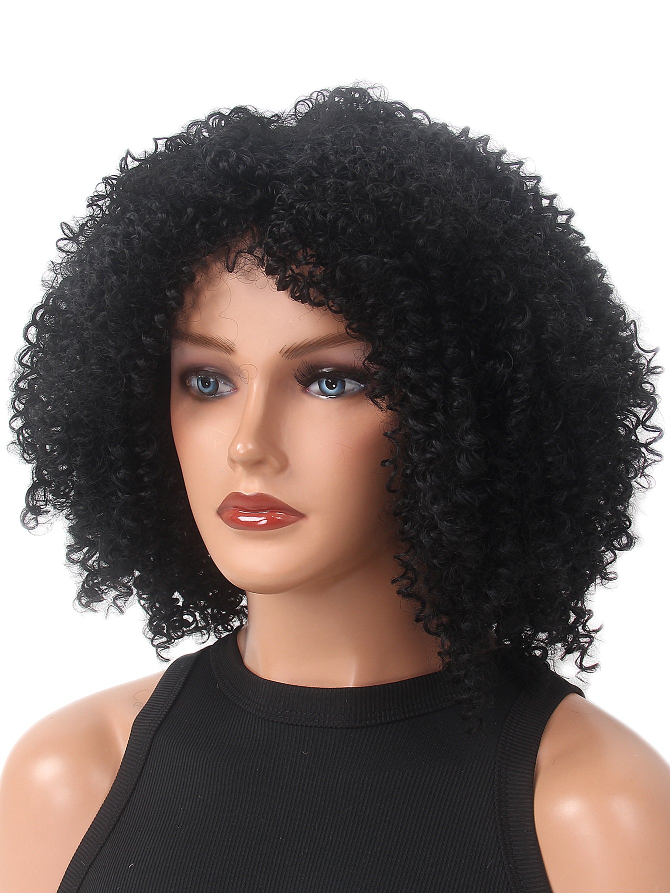 Short Black Curly Afro Wigs for Black Women Kinky Curly Afro Bob Wig for Black Women