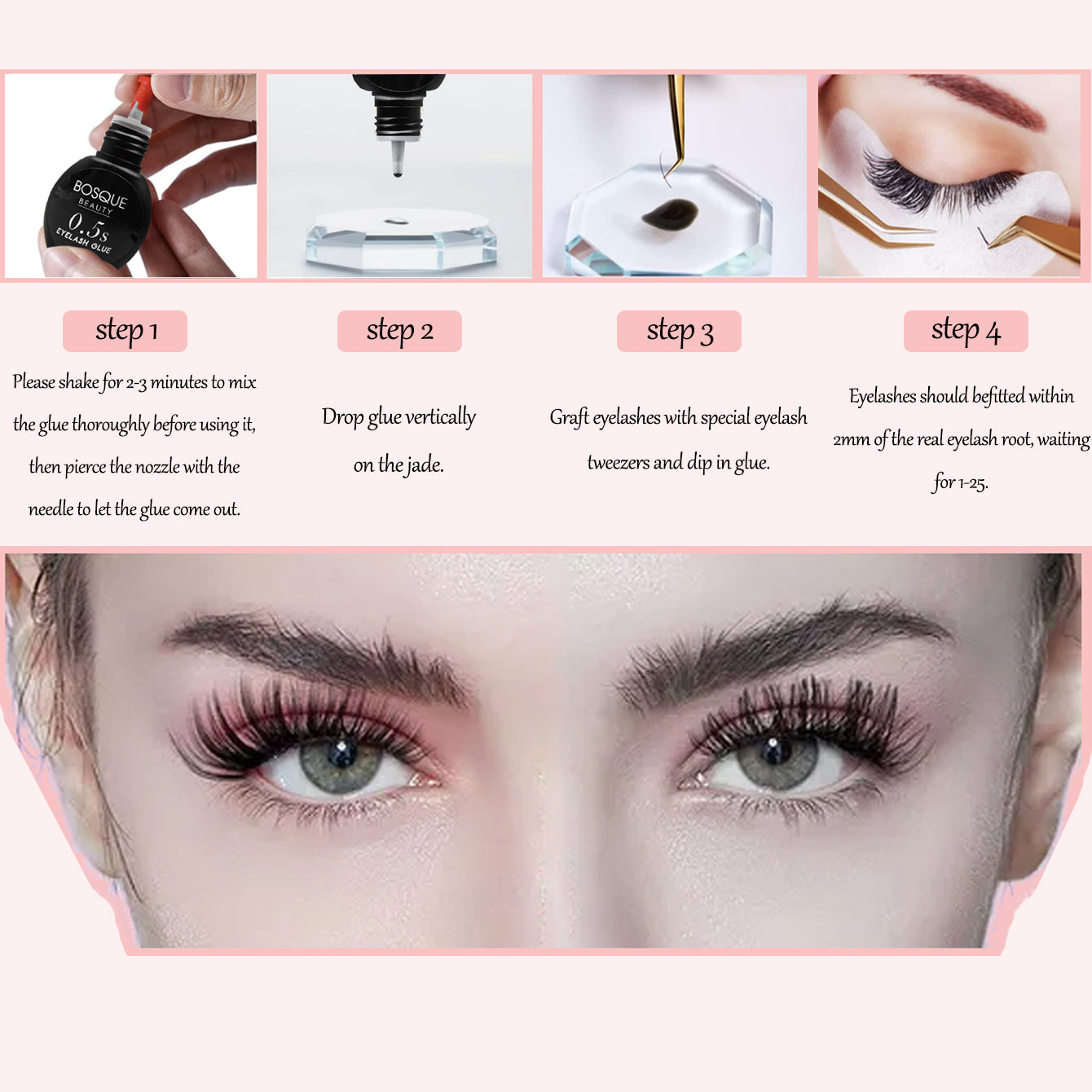 Eyelash Extension Glue 0.5 Second Drying Black Waterproof Lash Adhesive for Professional USE ONLY