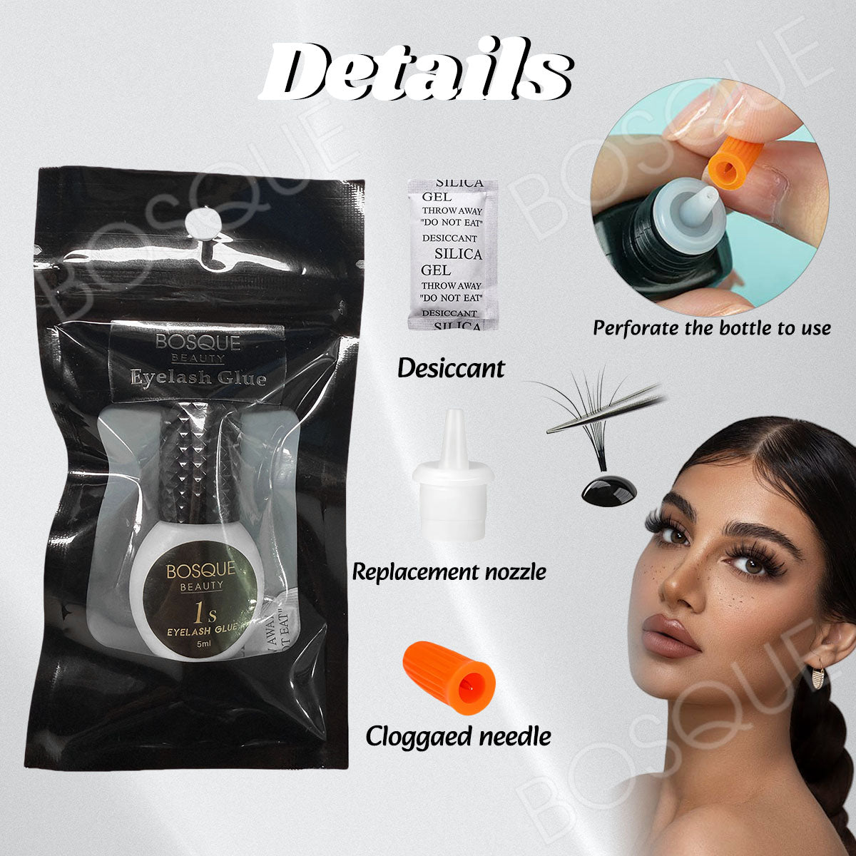 Pegamento para extensiones de pestañas, secado en 1 segundo, color negro, resistente al agua, solo para uso profesional.