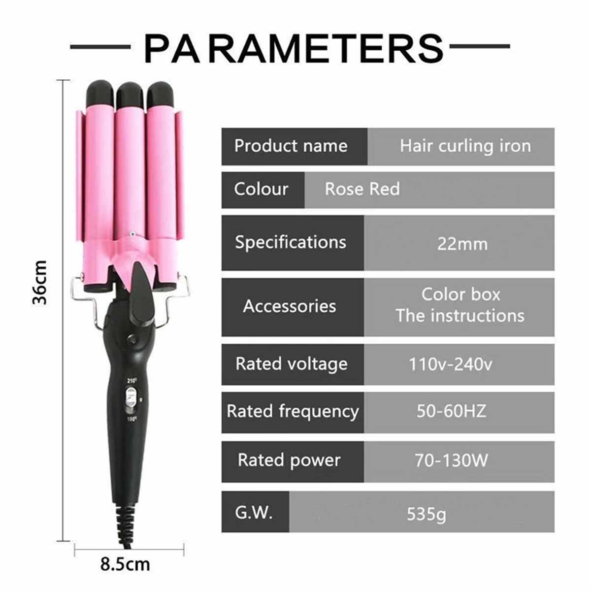 3 Barrels 22mm Hair Curling Iron