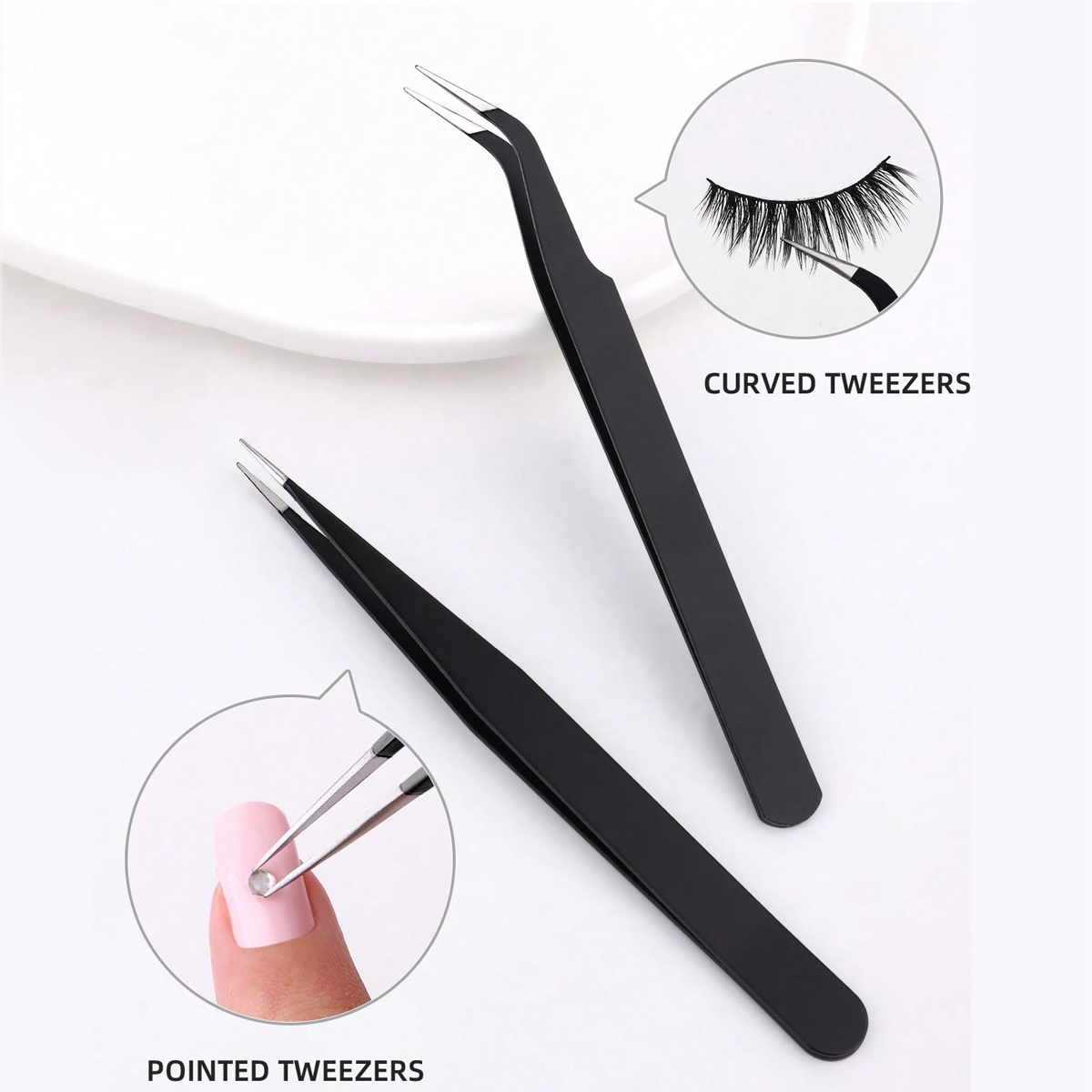 A versatile pair of tweezers that can also be used to remove eyelashes and nail diamonds