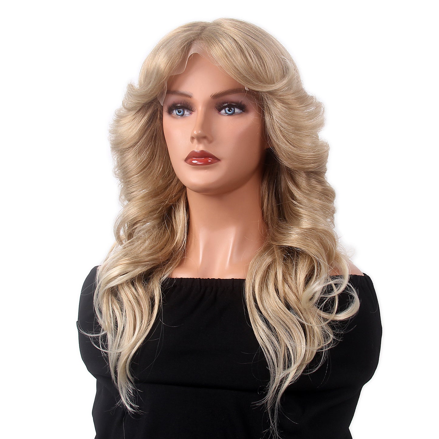Ombre Blonde Lace Front Women Synthetic Wigs150% Density Middle Part Synthetic Hair