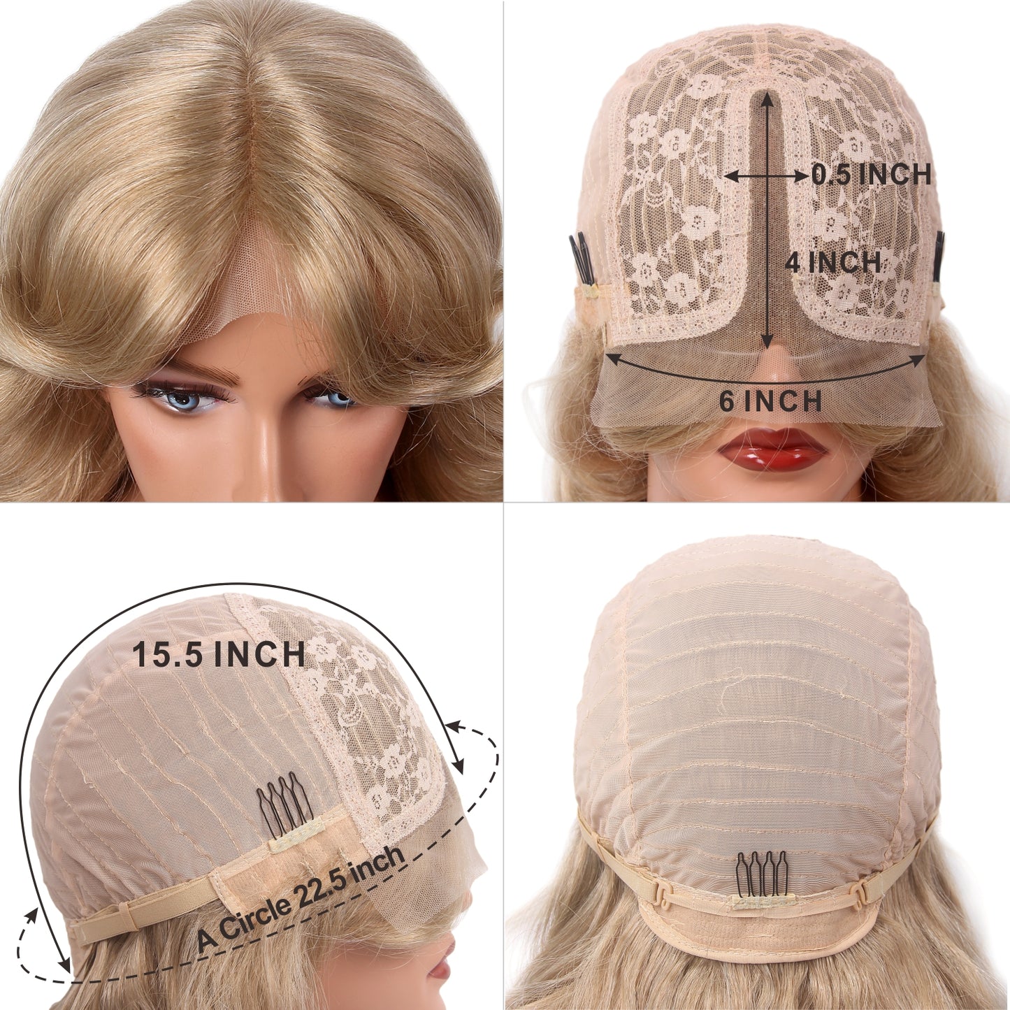 Ombre Blonde Lace Front Women Synthetic Wigs150% Density Middle Part Synthetic Hair