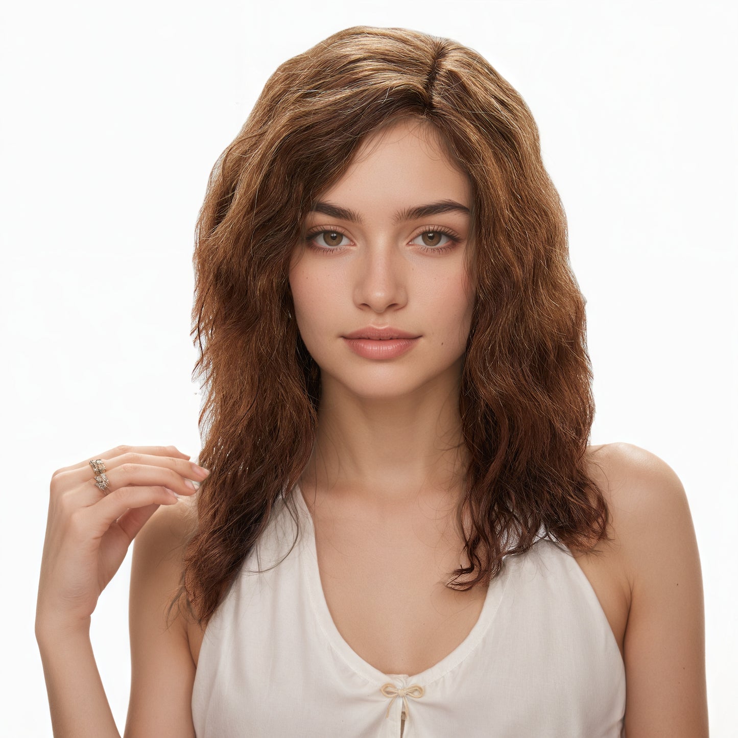 Natural Wave Short Lace Front Synthetic Wigs 6X4X0.5 T-Part Lace Wig 18inch