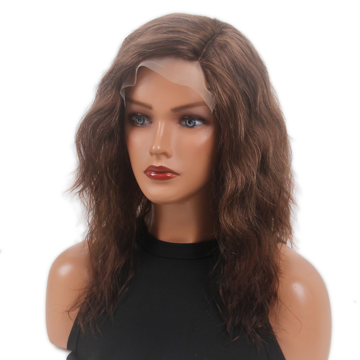 Natural Wave Short Lace Front Synthetic Wigs 6X4X0.5 T-Part Lace Wig 18inch