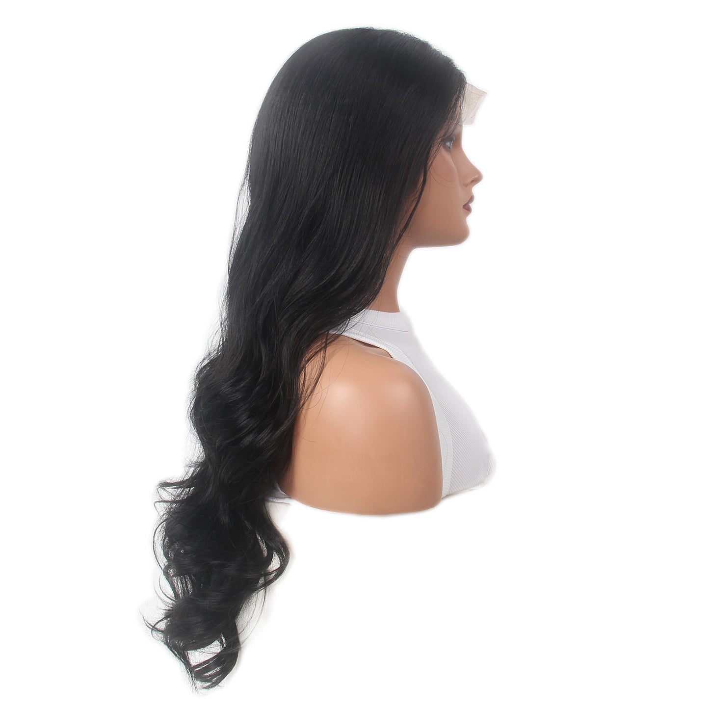 BLack Women Lace Front Natural Wave Wigs 180Density Middle Part Synthetic Hair