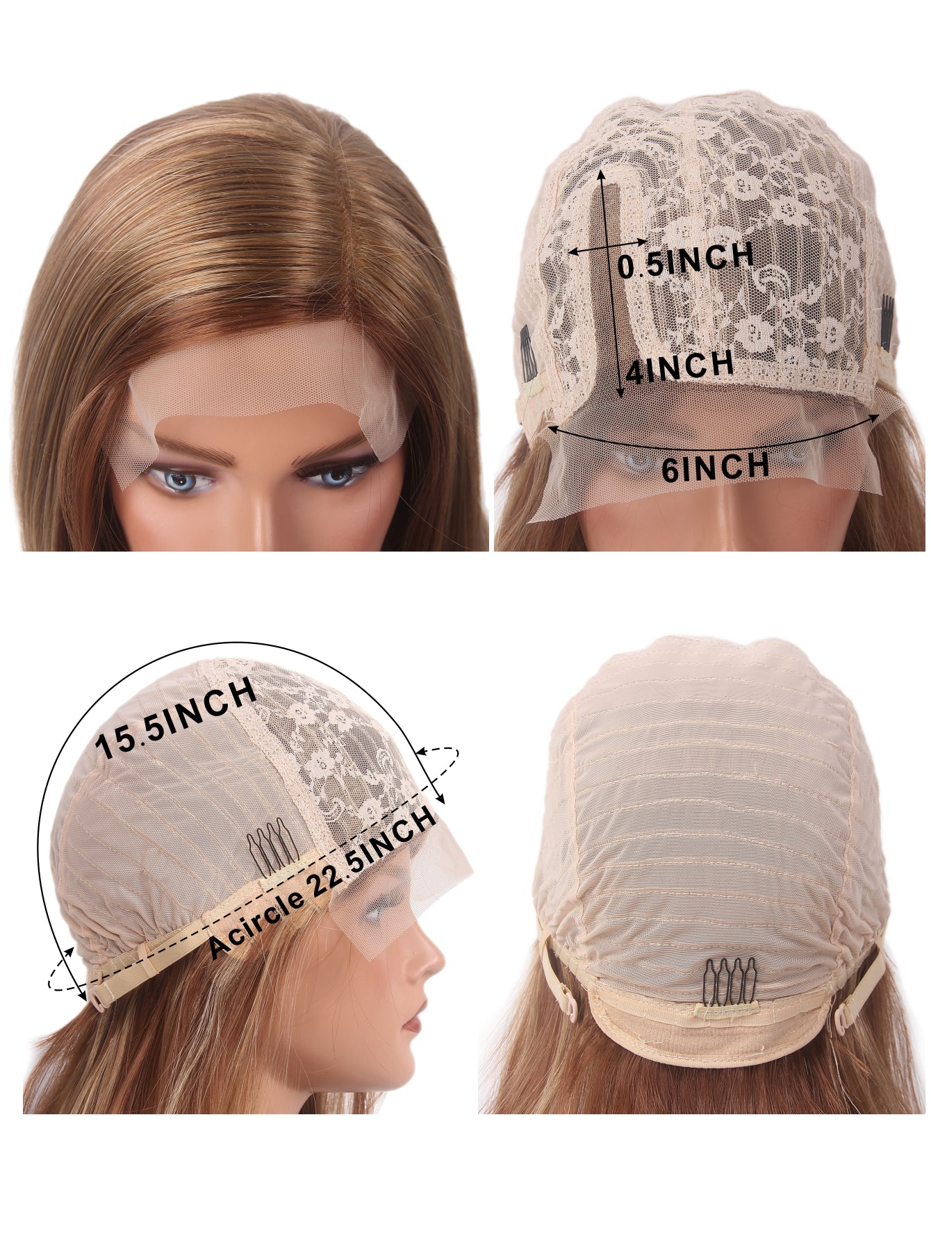Brown Highlight Natural Wave Short Women Lace Front Synthetic Wigs