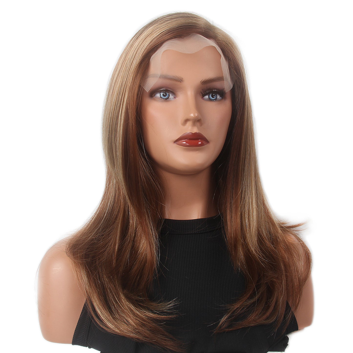 Brown Highlight Natural Wave Short Women Lace Front Synthetic Wigs