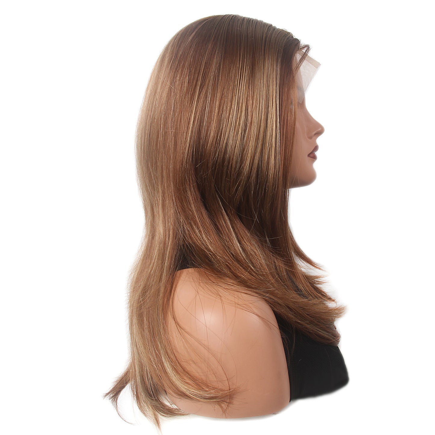 Brown Highlight Natural Wave Short Women Lace Front Synthetic Wigs