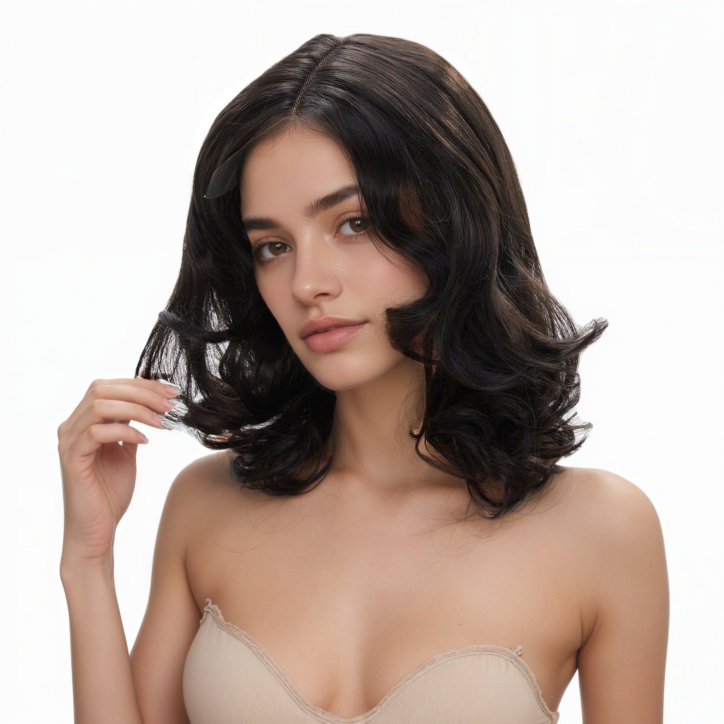 Black Lace Front Wigs Loose Wave Front Wigs Synthetic Glueless Wavy Bob Wig
