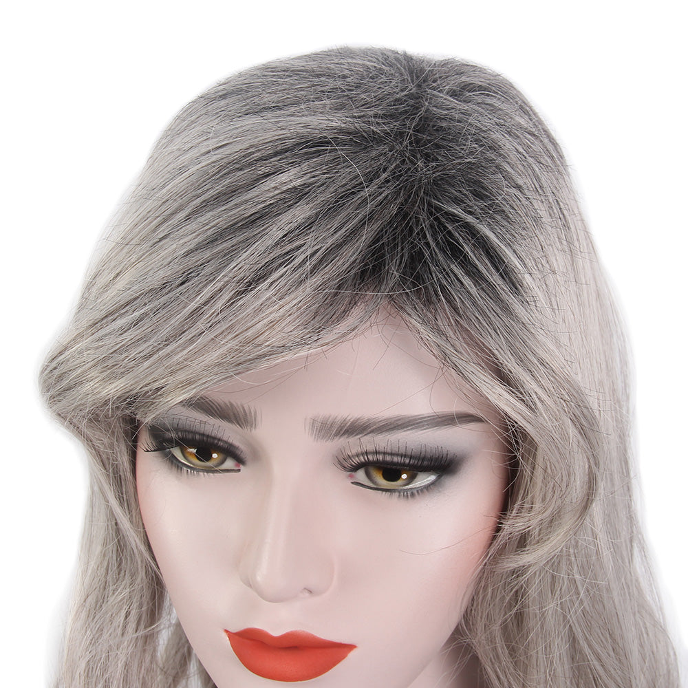 Long Gray Layer Women Wigs Wavy Synthetic Hair for Cosplay, Halloween, and Everyday Use