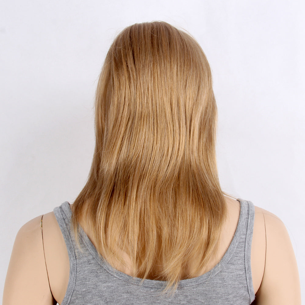 Long Straight Layer Women Wigs Wavy Wig with Bangs Middle Length Synthetic Hair