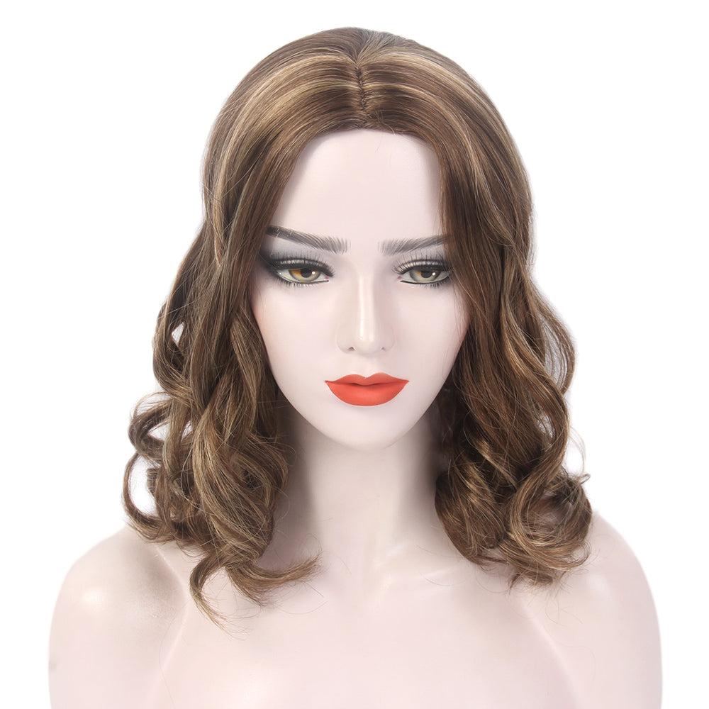 Pelucas Bob rizadas, onduladas cortas, raya al medio, longitud media, cabello sintético, perfectas para Cosplay