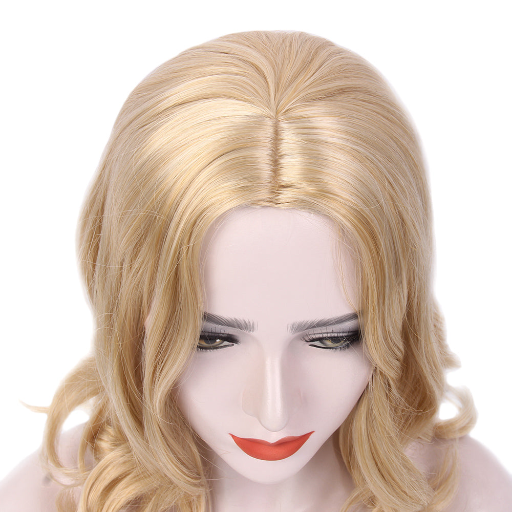 Curly Bob Wigs Short Waving Middle Part Middle Length Synthetic Hair for Women, Perfect for Everyday Use