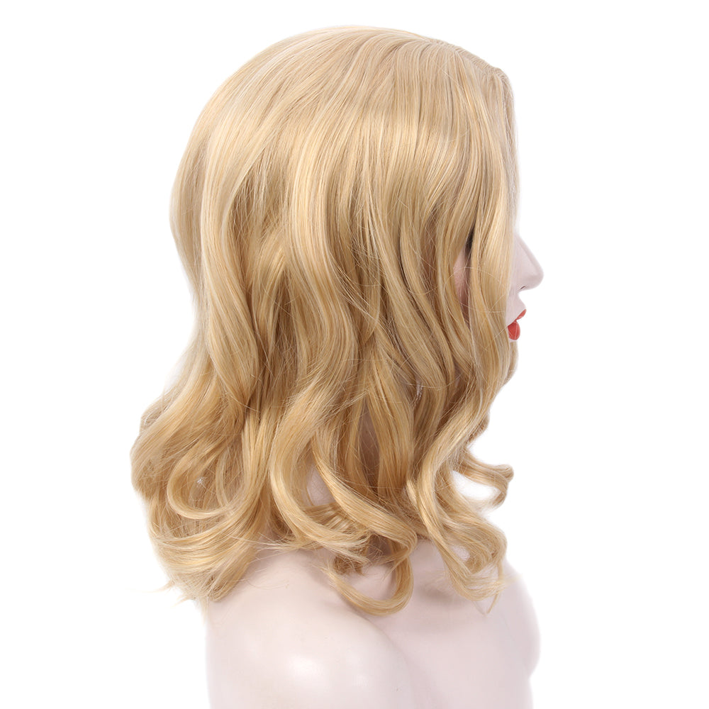 Curly Bob Wigs Short Waving Middle Part Middle Length Synthetic Hair for Women, Perfect for Everyday Use