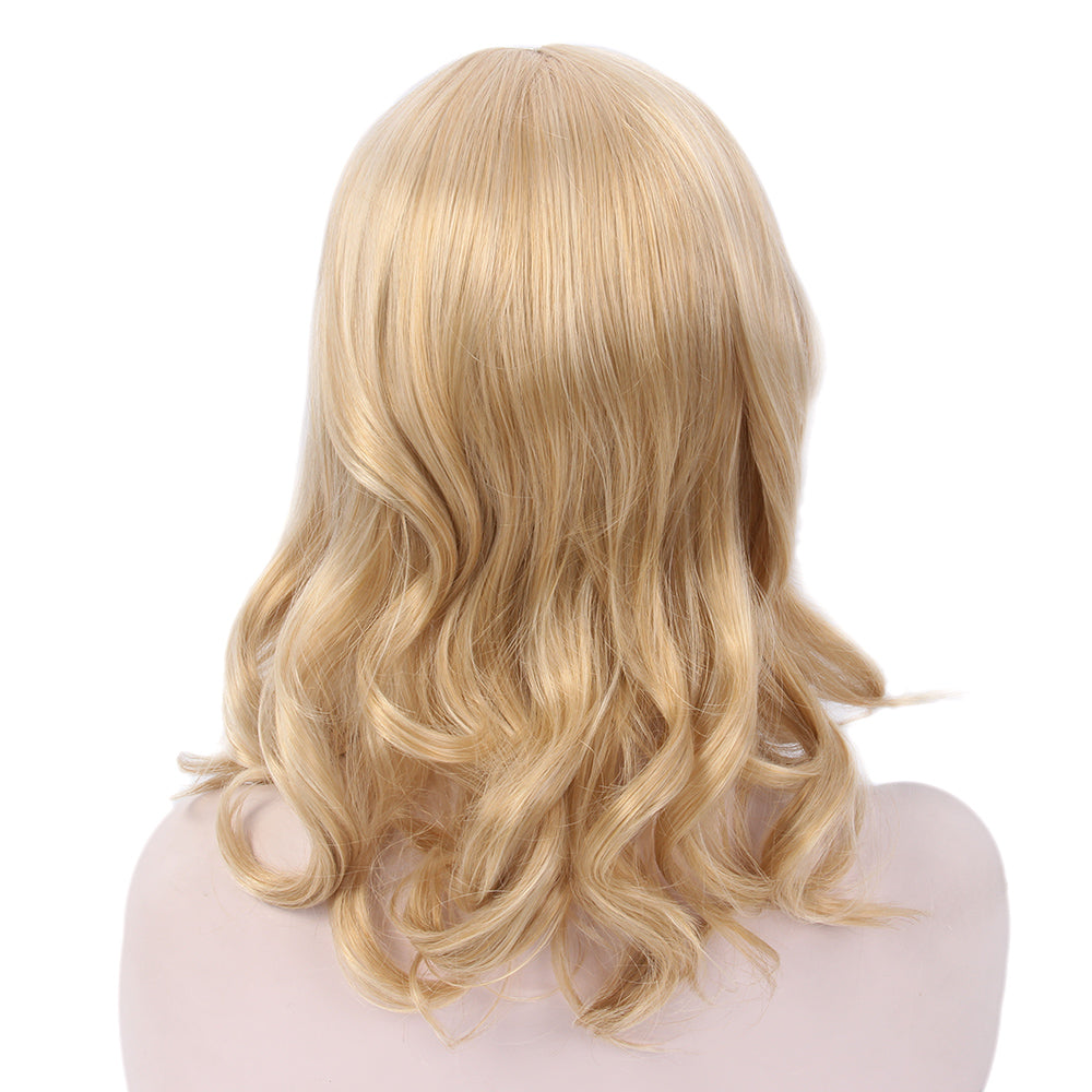 Curly Bob Wigs Short Waving Middle Part Middle Length Synthetic Hair for Women, Perfect for Everyday Use