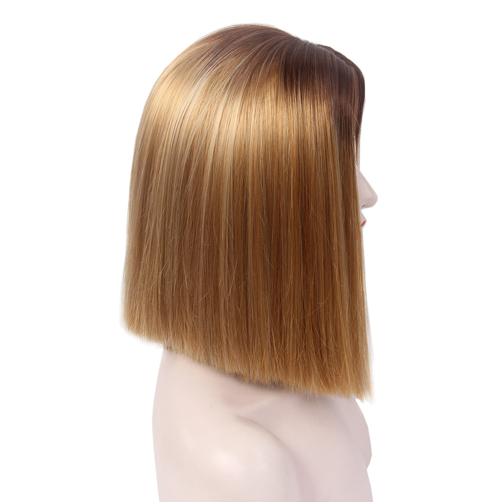 Bob Wigs Short Straight Middle Part Synthetic Hair for Women Easy to Style