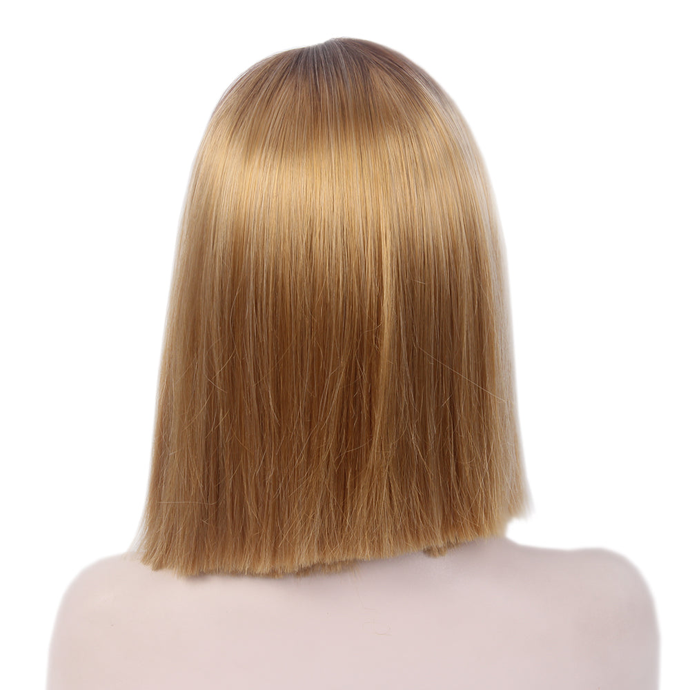 Bob Wigs Short Straight Middle Part Synthetic Hair for Women Easy to Style