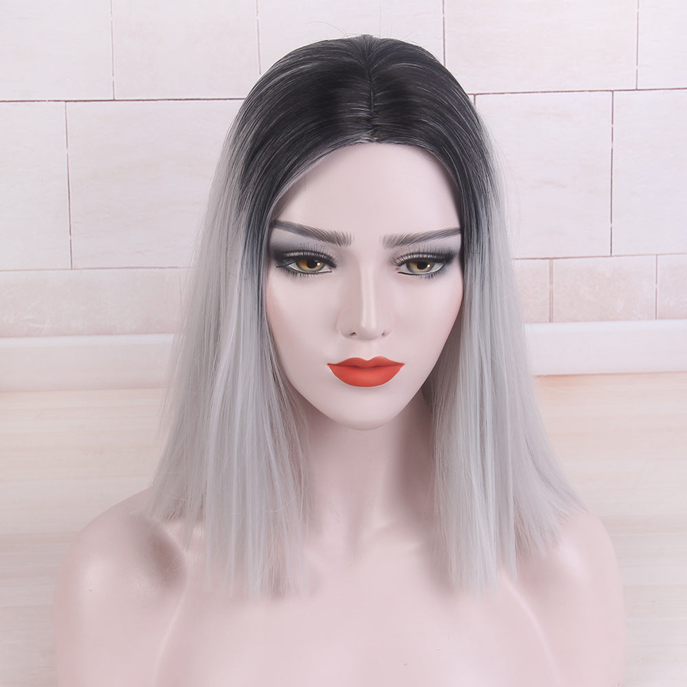 Bob Wigs Short Straight Middle Part Synthetic Hair for Women
