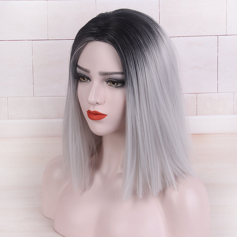 Bob Wigs Short Straight Middle Part Synthetic Hair for Women