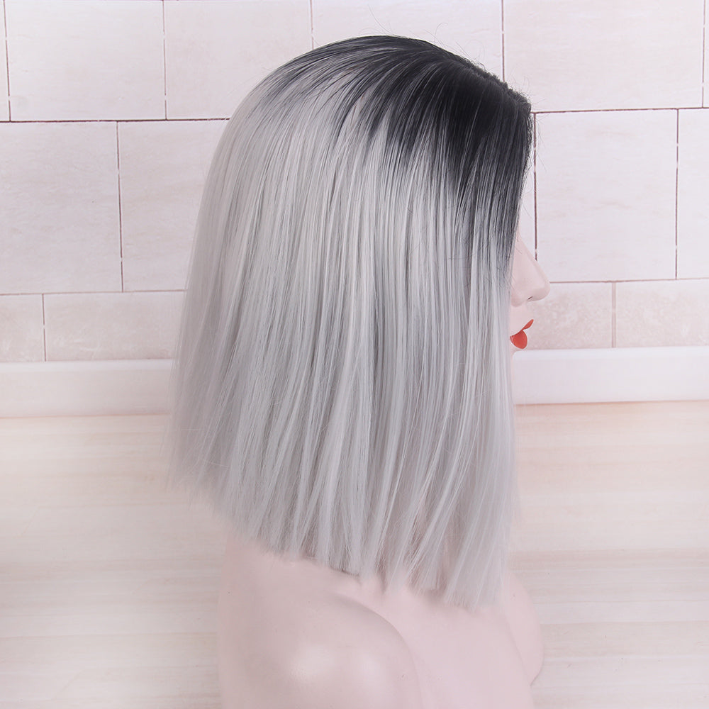 Bob Wigs Short Straight Middle Part Synthetic Hair for Women