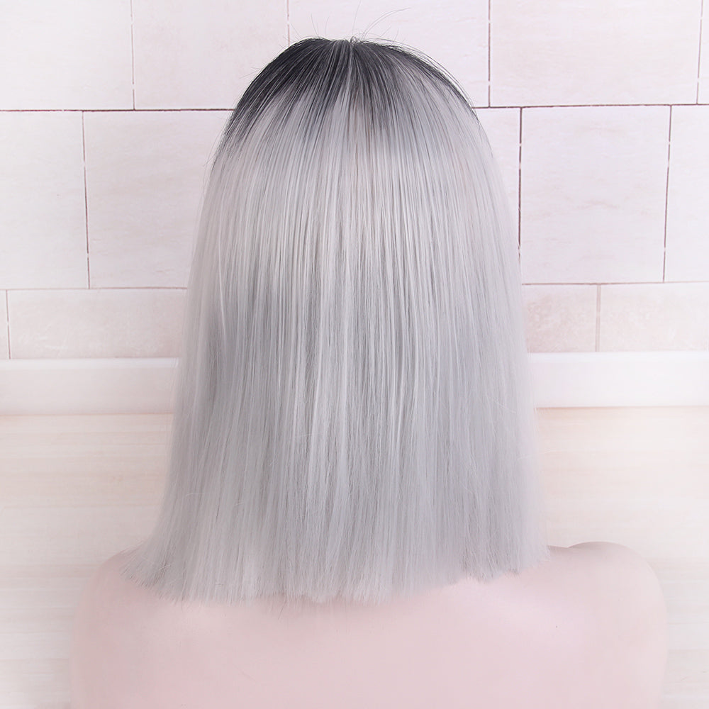 Bob Wigs Short Straight Middle Part Synthetic Hair for Women